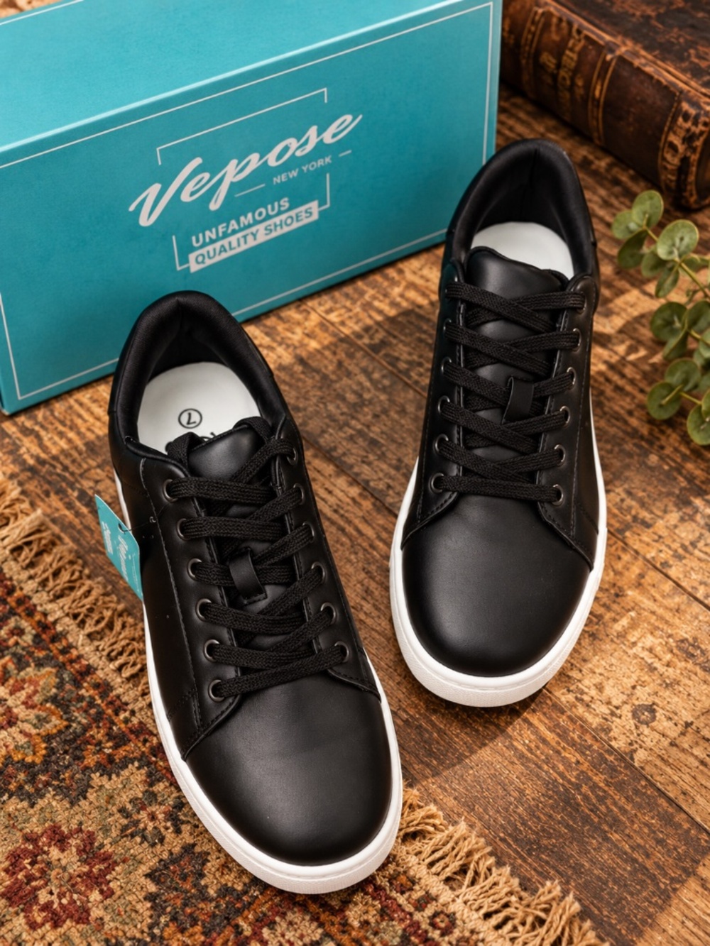 VEPOSE • Black Classic Sneakers Includes Box Memory Foam Shoes